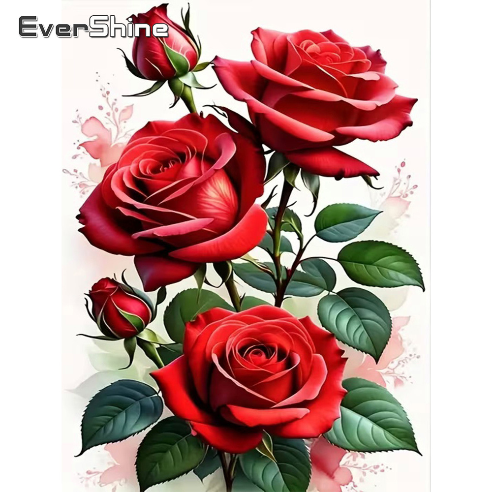 Resin Craft For Beginners - ชุดงานฝีมือปักครอสติชลายดอกกุหลาบ Evershine Diamond Mosaic สำหรับผู้ใหญ่และผู้เริ่มต้น ตกแต่งบ้าน