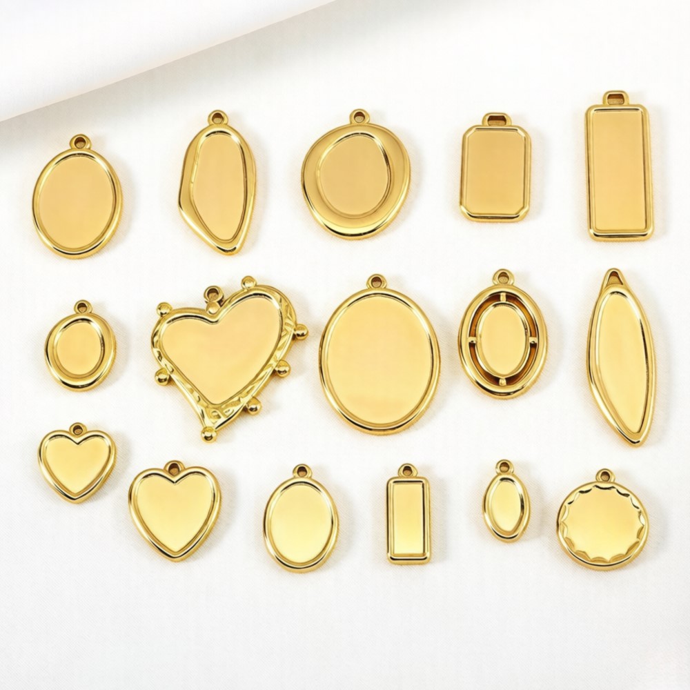 Resin Crafts - ถาดจี้สแตนเลสทรงไม่สมมาตร 5 ชิ้น 1 ชิ้น ไม่ซีดจาง