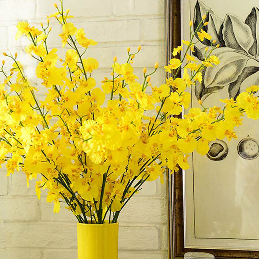 Dried Flower Bulk - สีเหลืองดอกไม้จําลองดอกไม้เต้นรํากล้วยไม้ตกแต่งดอกไม้ปลอมนุ่มตกแต่งจําลองหน้าแรกงานแต่งงานประดิษฐ์ดอกไม้