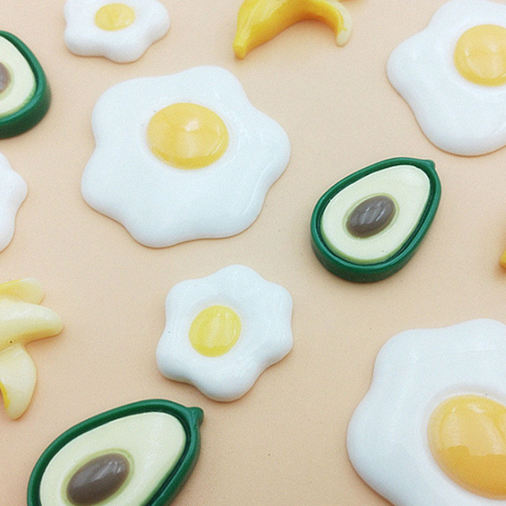 Resin Craft Material - 20 ชิ้น ไข่ลวกจำลอง วัสดุเรซินสำหรับงานฝีมือ DIY อุปกรณ์ตกแต่งเคสโทรศัพท์