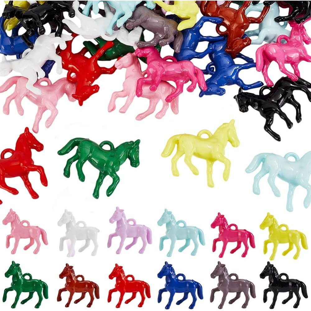 Resin Crafts - 48pcs จี้อะคริลิคทึบแสง 12 สี Little Horse