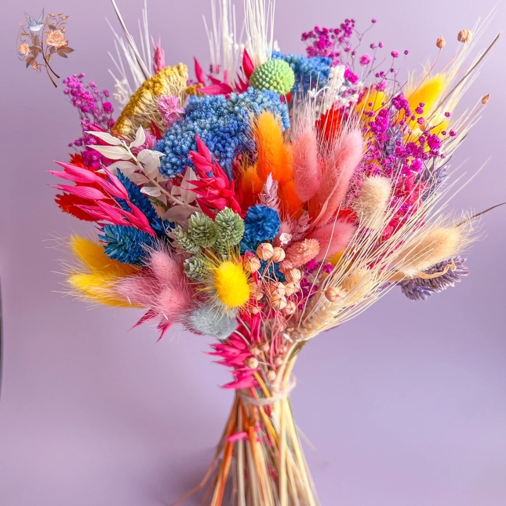 Dried Flower Bulk - ช่อดอกไม้แห้งหลากสีสันสำหรับเจ้าสาว ช่อดอกแพมพัสและดอกยิปโซฟิลลา ช่อดอกไม้เจ้าสาวสำหรับตกแต่งโต๊ะกลางงานแต่งงาน และตกแต่งบ้าน