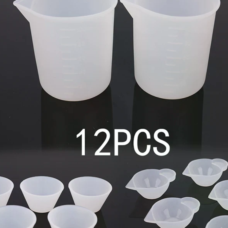 Mixing Cup Silicone - ชุดอุปกรณ์ทำเครื่องประดับ DIY ประกอบด้วยถ้วยตวงซิลิโคน 12 ชิ้น สำหรับงานหล่อเรซิ่น