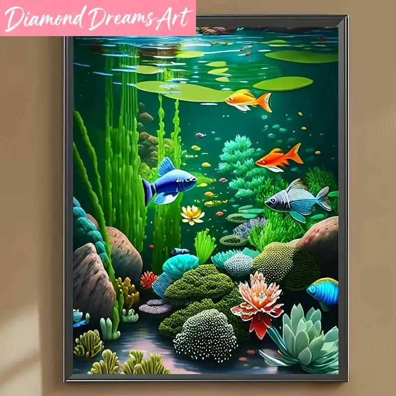Resin Craft For Beginners - ภาพวาดเพชรไร้กรอบ ศิลปะเพชร ภาพโลกใต้น้ำ งานฝีมือโมเสคเพชรเต็มรูปแบบ เหมาะสำหรับผู้เริ่มต้น ตกแต่งผนังบ้าน