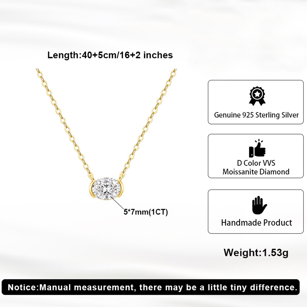 สร้อยคอจี้โมอิสซาไนต์ทรงวงรี 1 - Bezels Set Pendant บทวิจารณ์และราคา