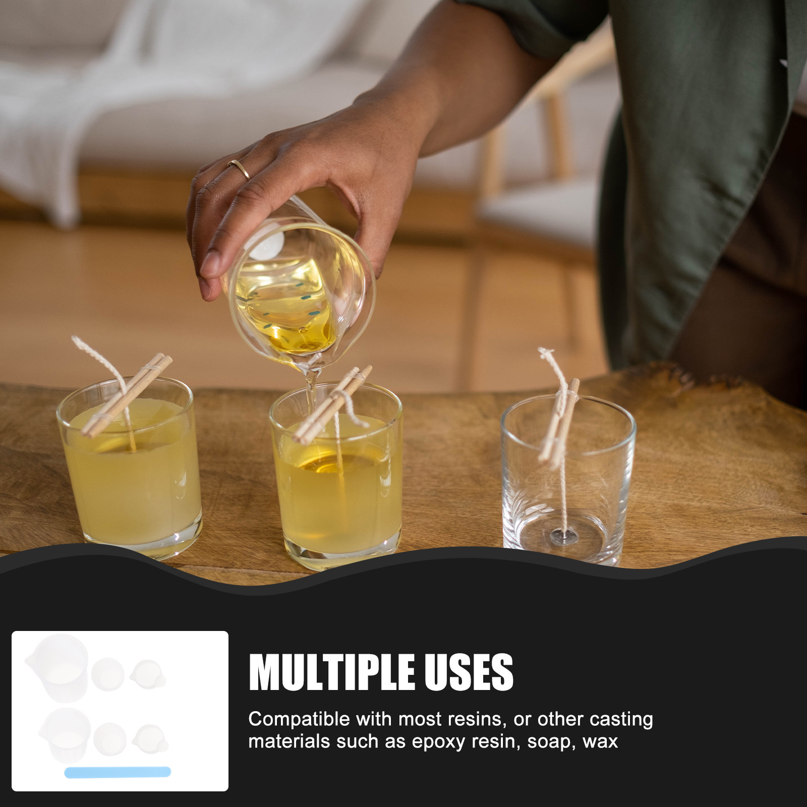 ชุดถ้วยผสมซิลิโคนสำหรับงานเรซิ - Mixing Cup Silicone บทวิจารณ์และราคา