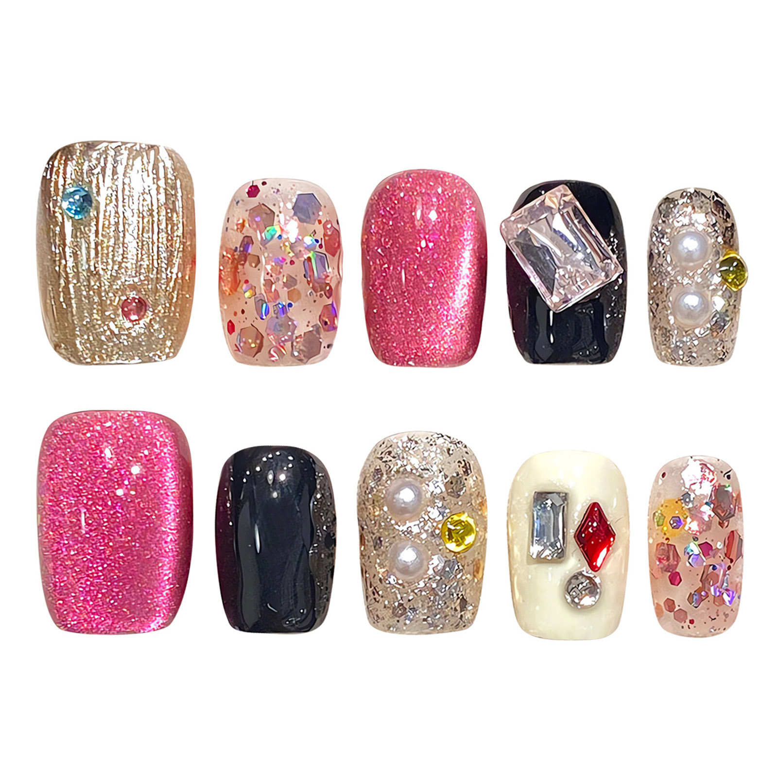 เล็บปลอมสีชมพูแวววาวแบบทำด้วยม - Resin Craft Material บทวิจารณ์และราคา