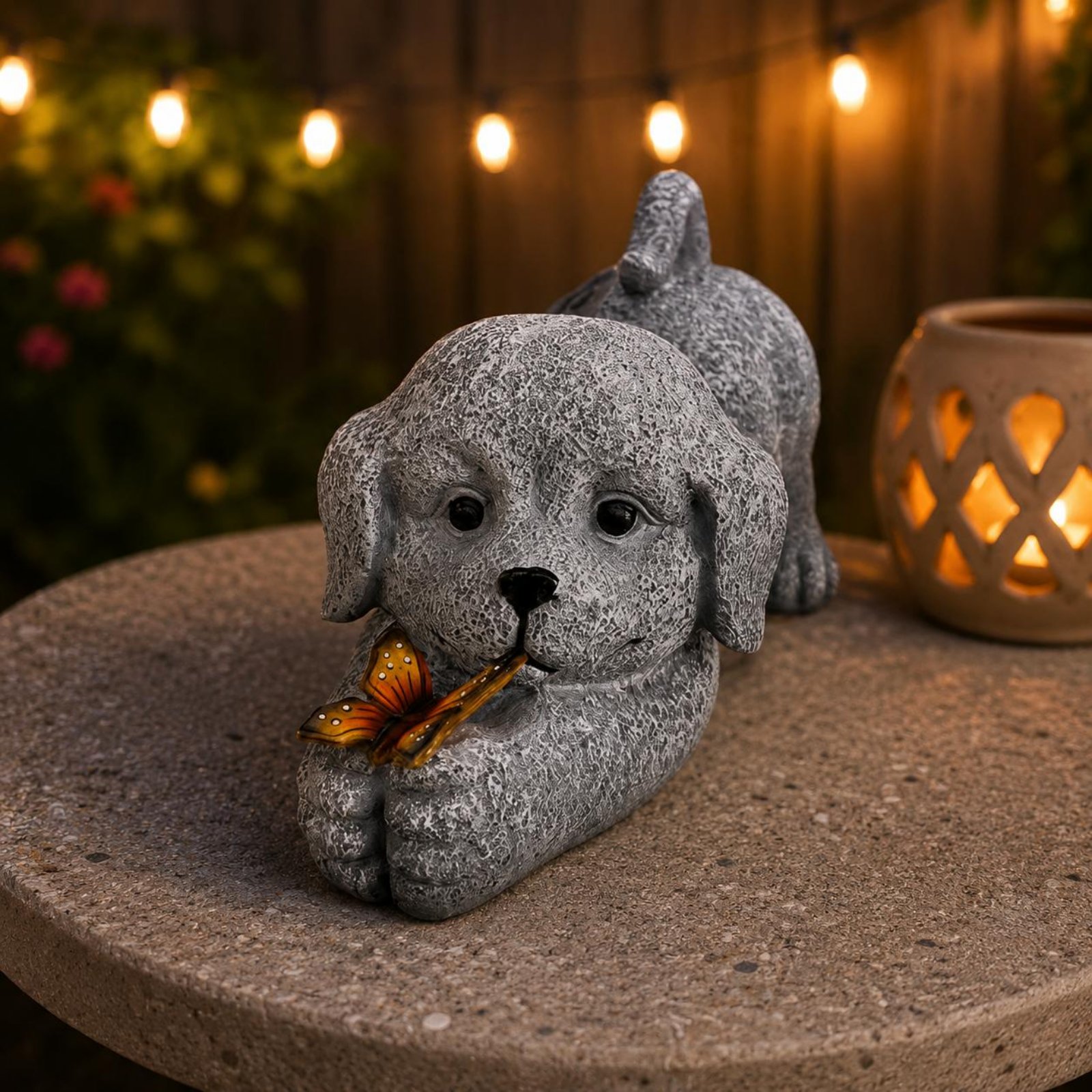 รูปปั้นสุนัขพลังงานแสงอาทิตย์  - Resin Crafts บทวิจารณ์และราคา