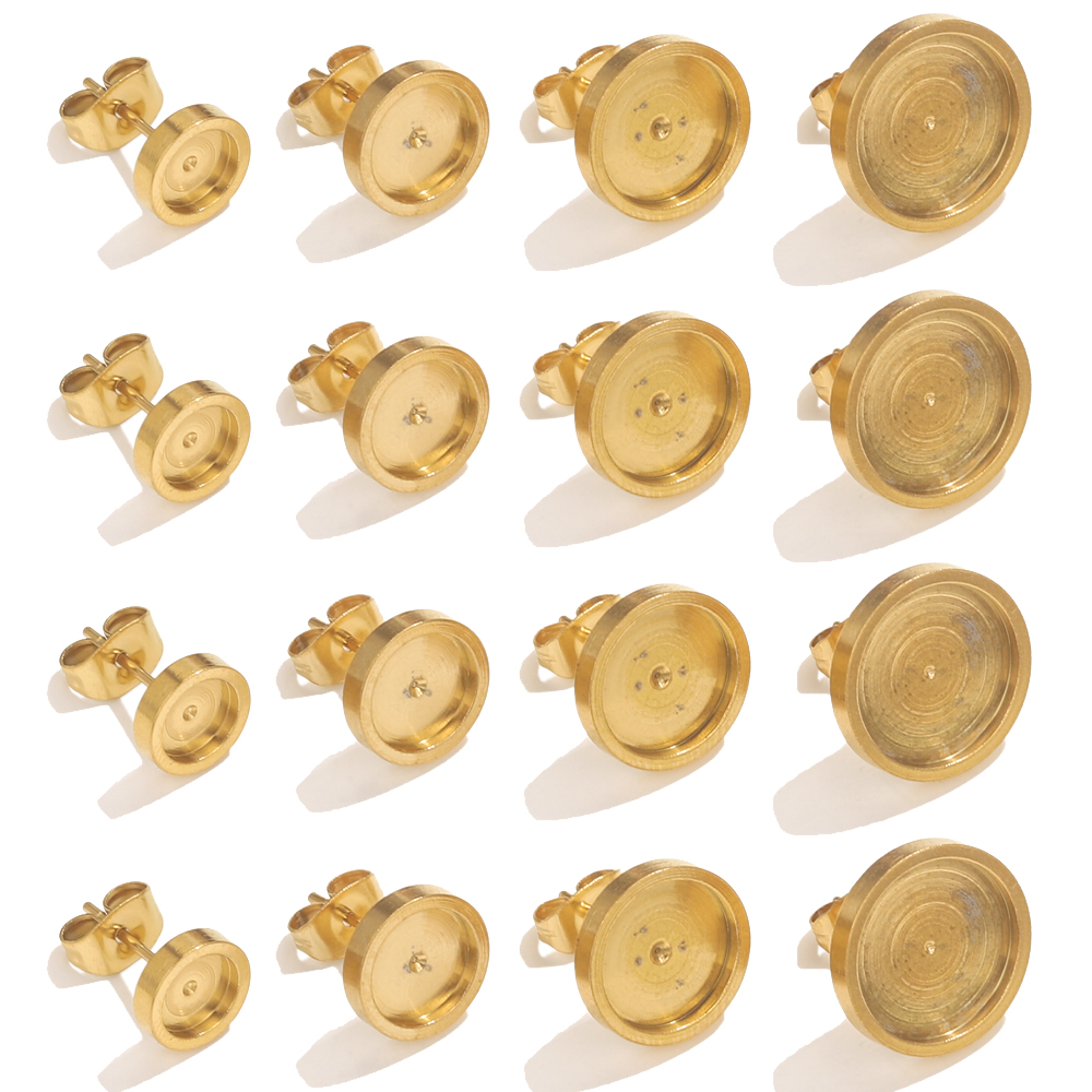 10pcs สแตนเลสสตีลต่างหูสตั๊ดกล - Resin Craft Projects บทวิจารณ์และราคา